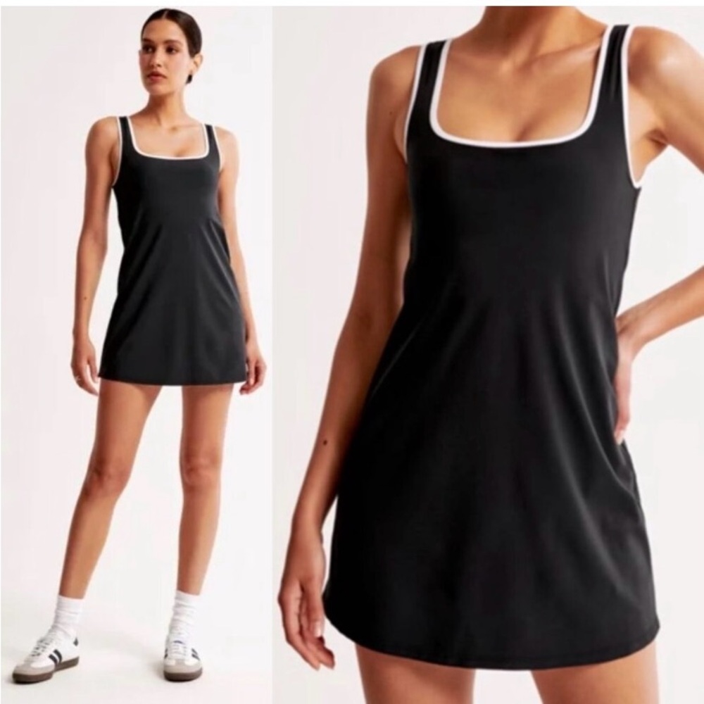 Abercrombie & Fitch Black Tank Tennis Dress with White Piping